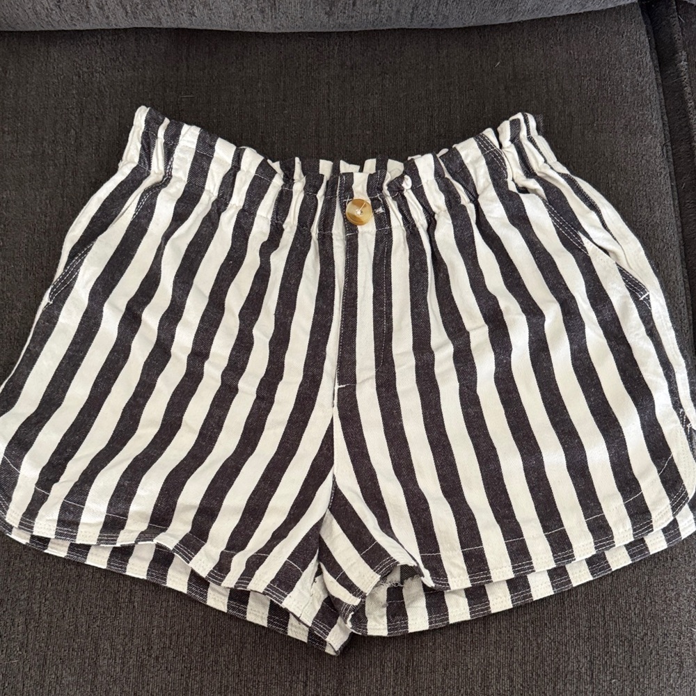 Thread & Supply Striped high-waist Shorts